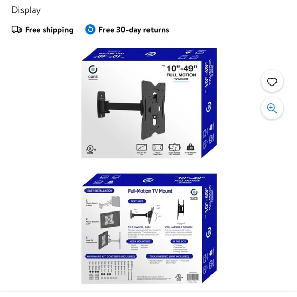 Core Innovations CWM490FM Wall Mount for TV, Flat Panel Display - Picture 3 of 5